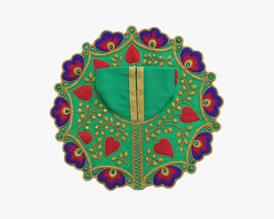 Green Designer Dress with Peacock Motif for kanha ji Lordkart