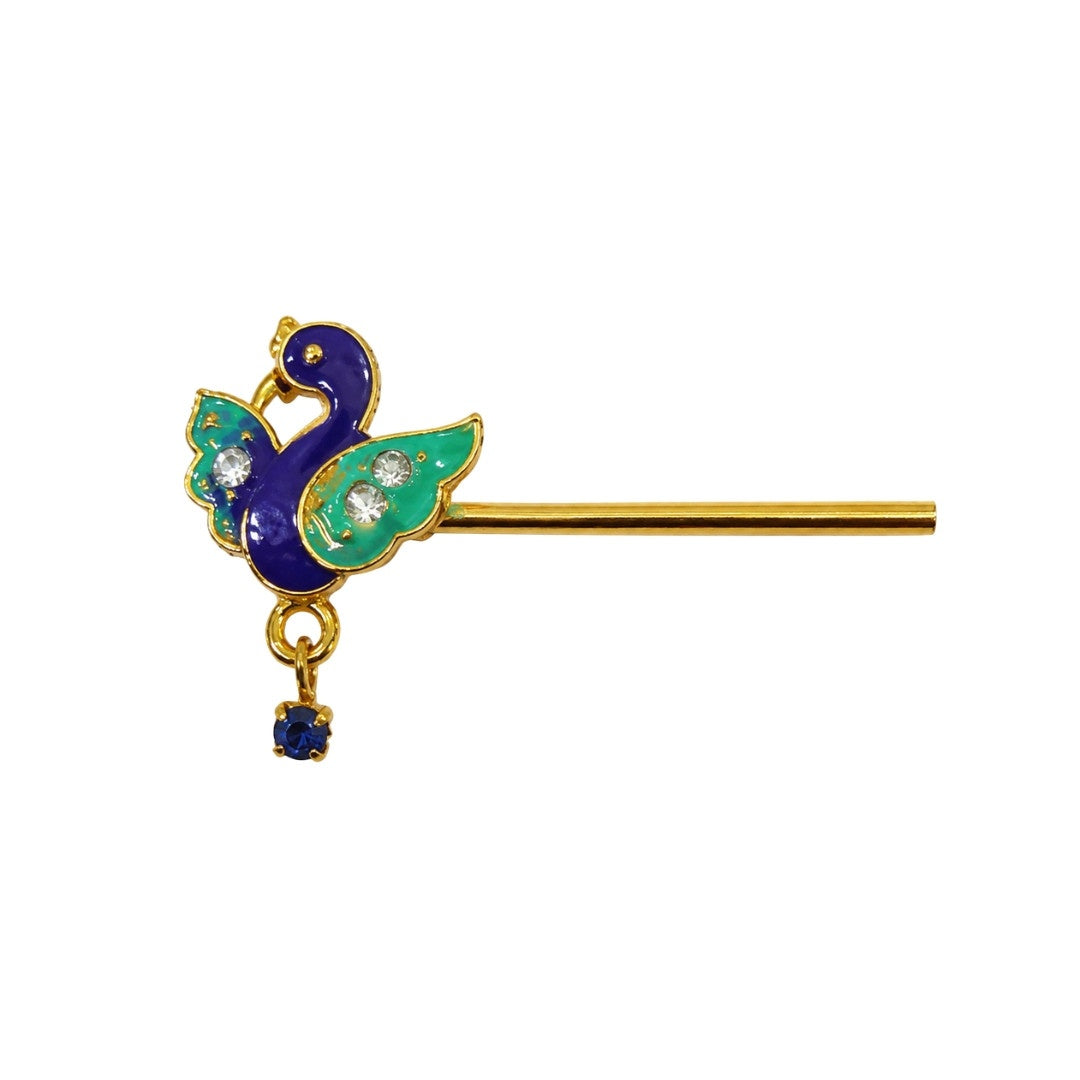 Lordkart Royal Blue and Green Crystal Swan Laddu Gopal Bansuri