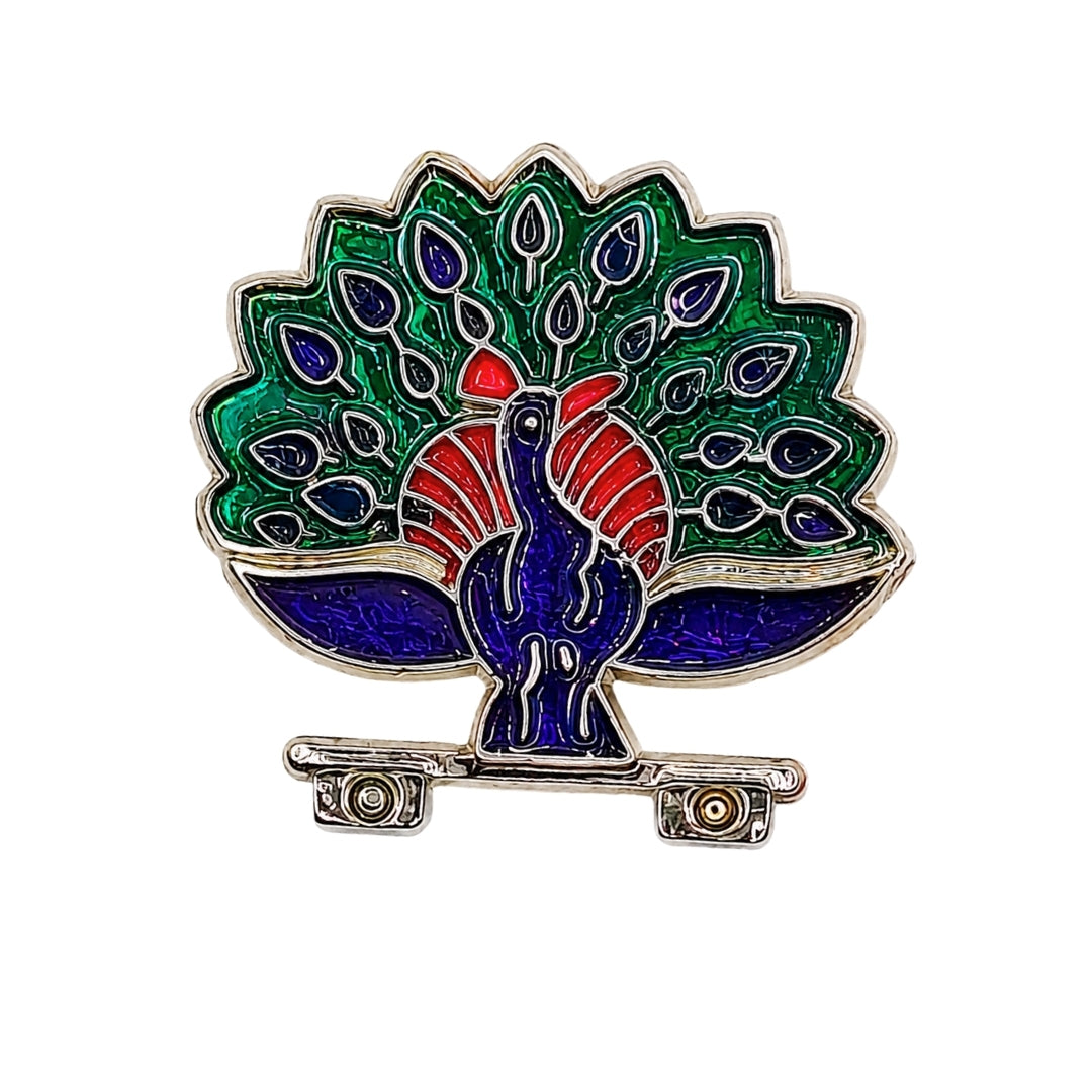 Blue Green Metal Dancing Peacock for Laddu Gopal Shringar Decor