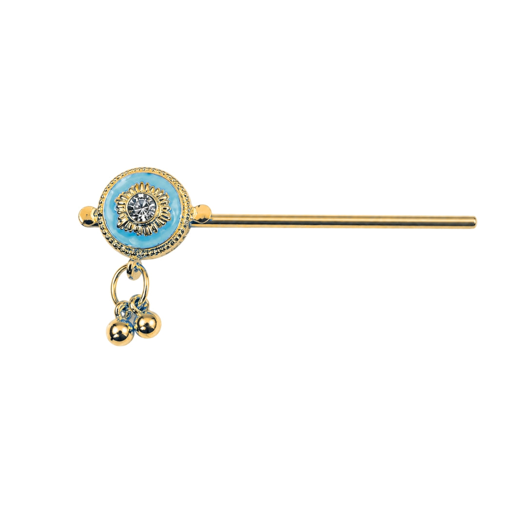 Sky Blue Designer Laddu Gopal Bansuri Golden Krishna Flute Accessory