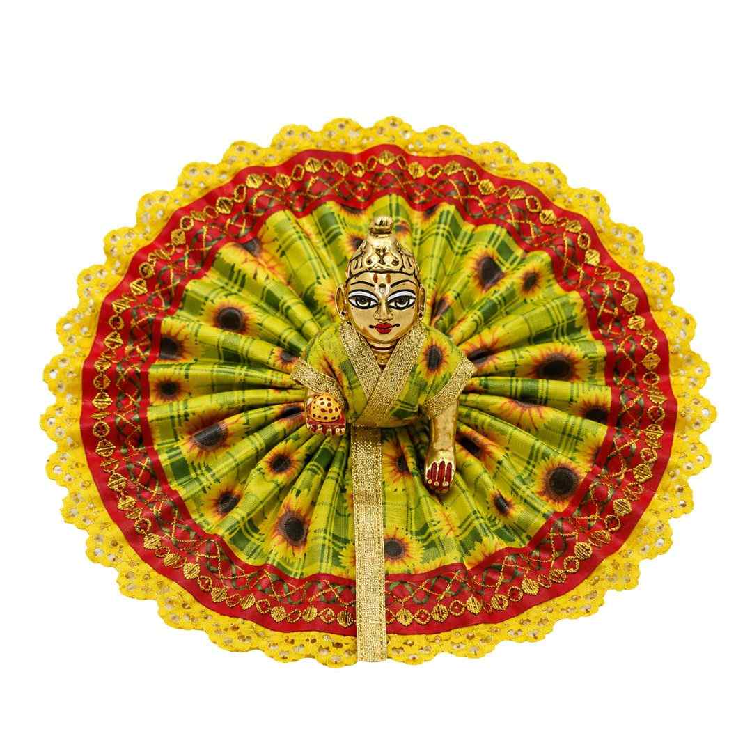 Light Green and Yellow Sunflower Laddu Gopal Summer Dress