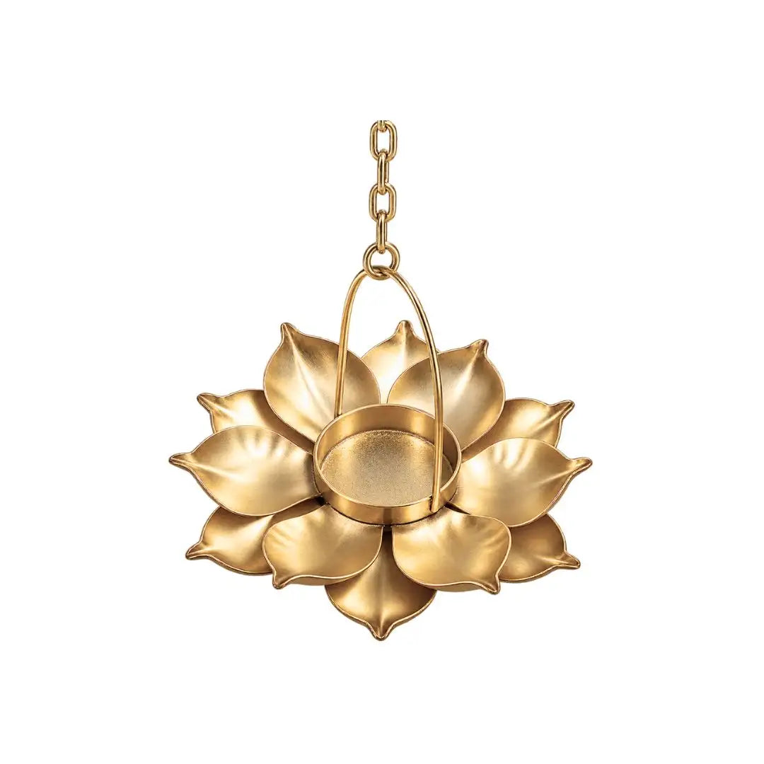 Golden Metal Hanging Lotus Diya for Diwali Puja & Home Decoration