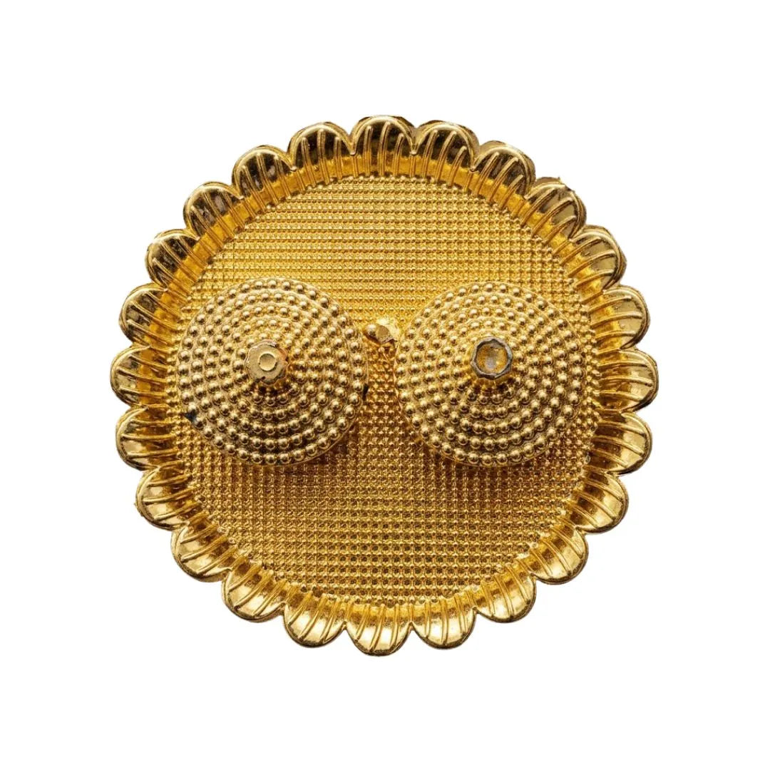 Circle Plastic Gold Finish Haldi Kumkum Container Set for Festivals & Mandir Puja