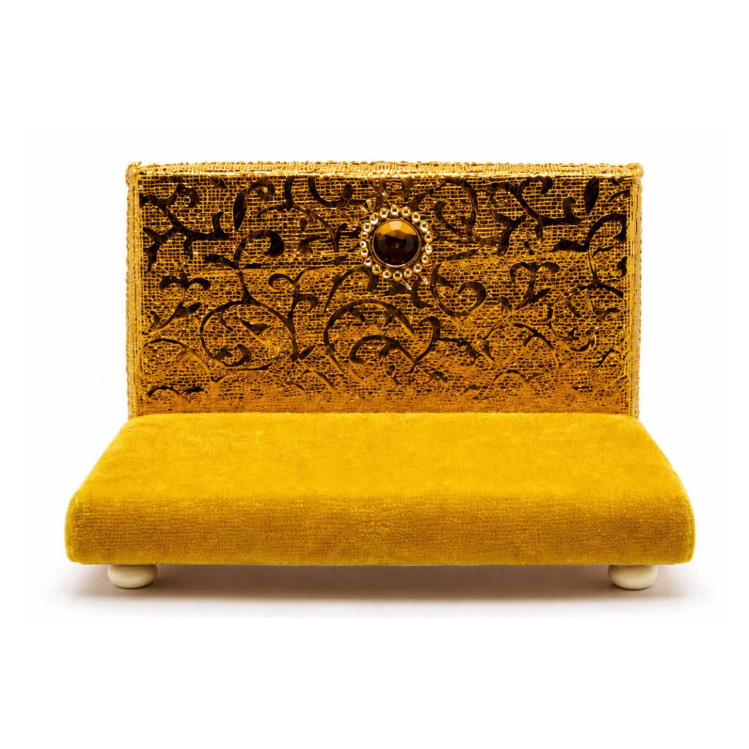 Beautiful Yellow Velvet Singhasan for Laddu Gopal Ji Home Mandir
