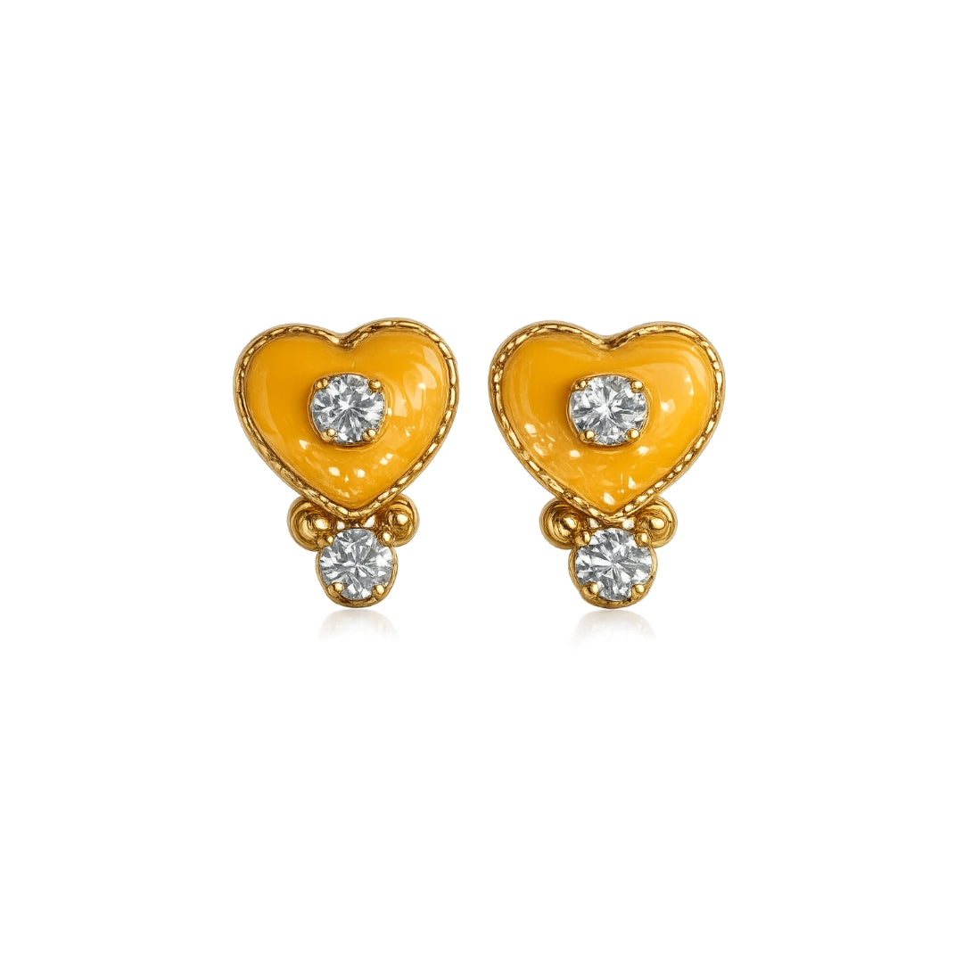 Premium Yellow Jarkan Stone Laddu Gopal Earrings (Size 0-6)