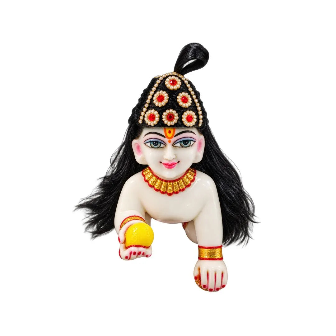Designer Black Hair Wig with Stone Work Cap for Laddu Gopal