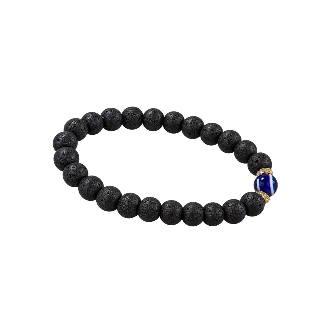 Black Lava Stone Najariya Evil Eye Bead Bracelet