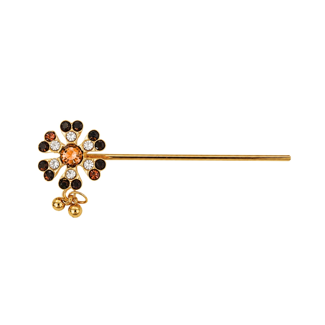 Orange Stone Designer Laddu Gopal Bansuri Golden Bansi for Kanha Ji
