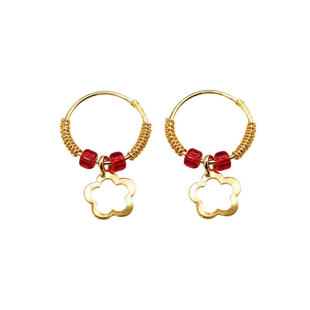 Premium Red Beads Designer Golden Earrings for Bal Gopal Size 0-6