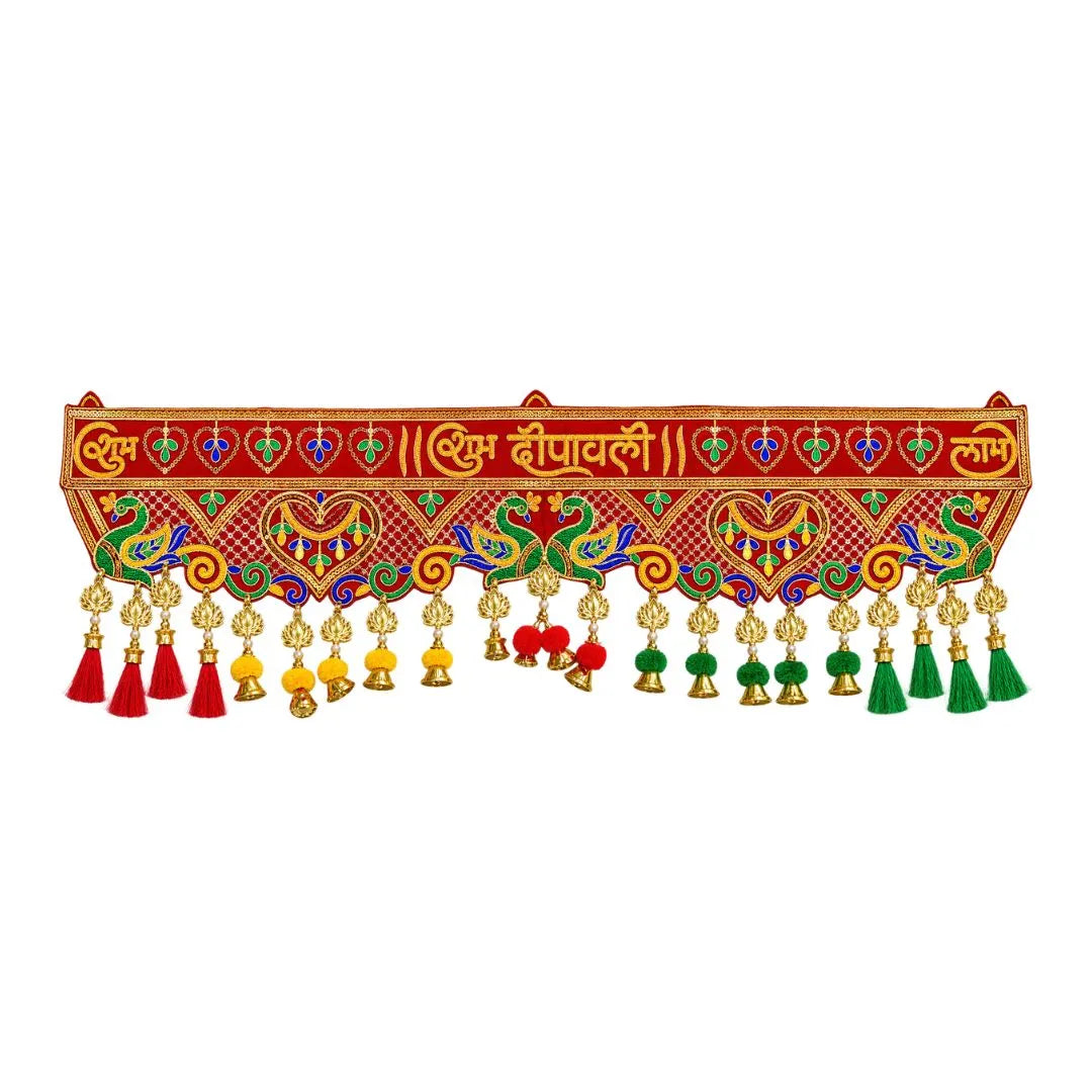 Premium Shubh Deepawali Door Toran with Hanging Bells & Colorful Tassels