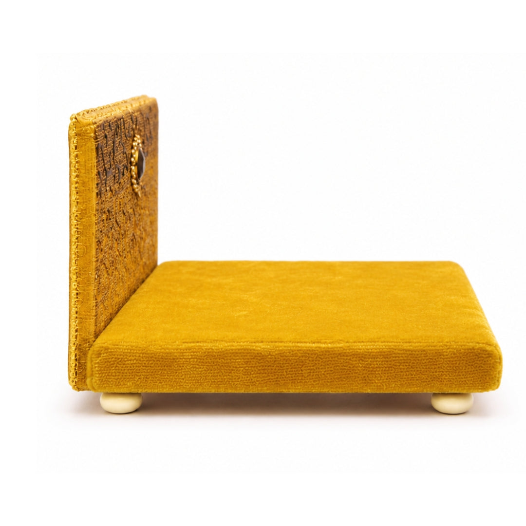 Beautiful Yellow Velvet Singhasan for Laddu Gopal Ji Home Mandir