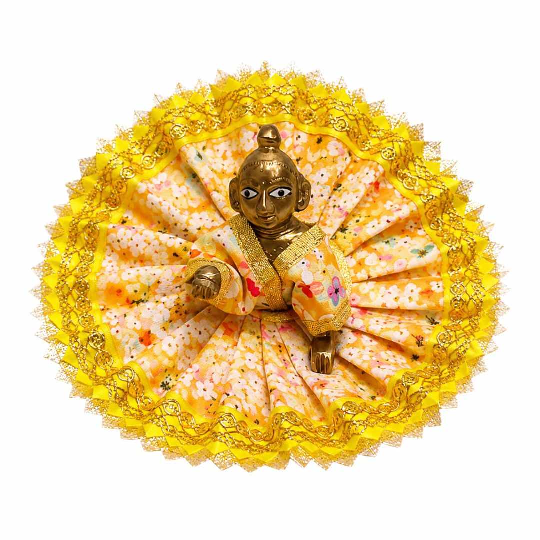 Bright Yellow Floral Cotton Kanha Ji Summer Poshak