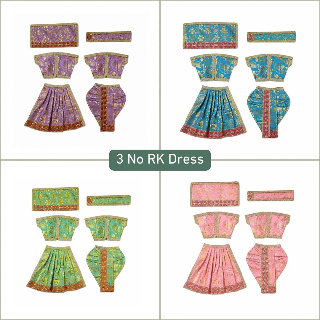 Traditional Radha Krishna (RK) Dress Combo - 4 Vibrant Colors (Size 3 No.)