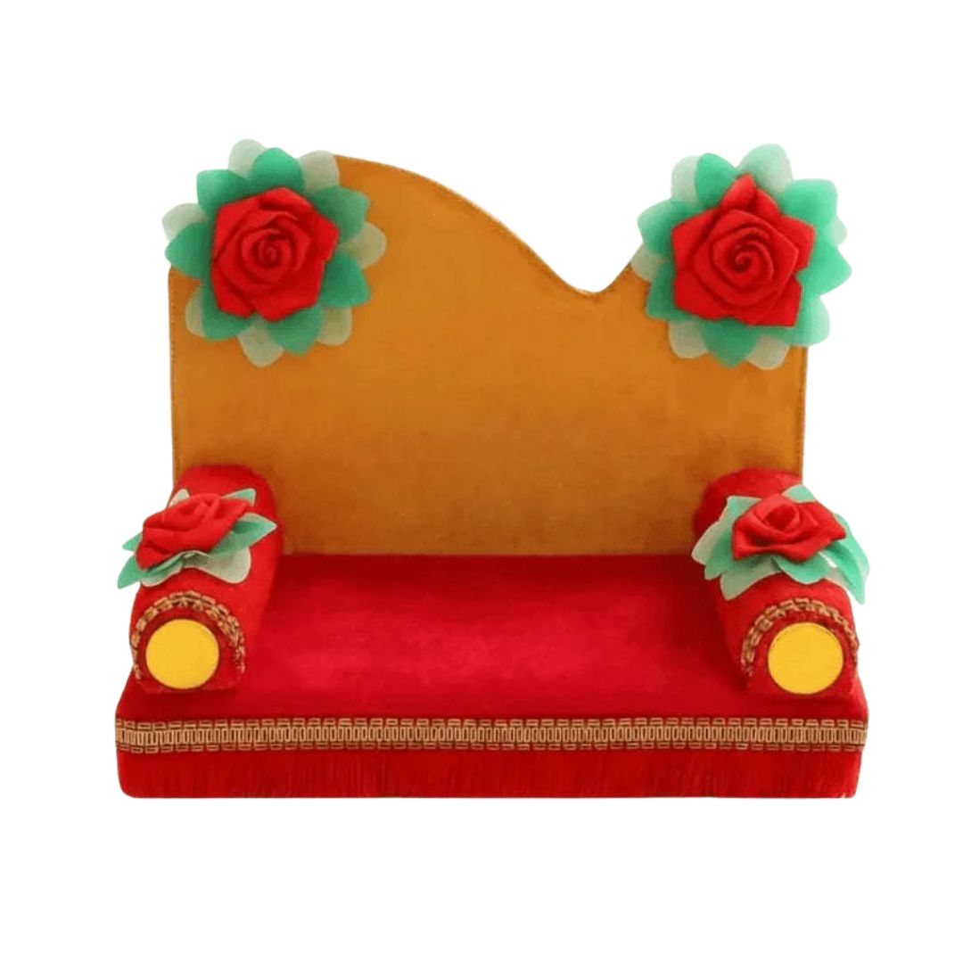 Decorative Wooden Yellow Singhasan for Laddu Gopal