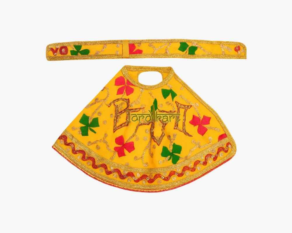 Multicolor Maa Durga Yellow Lehenga Chunri with Patka
