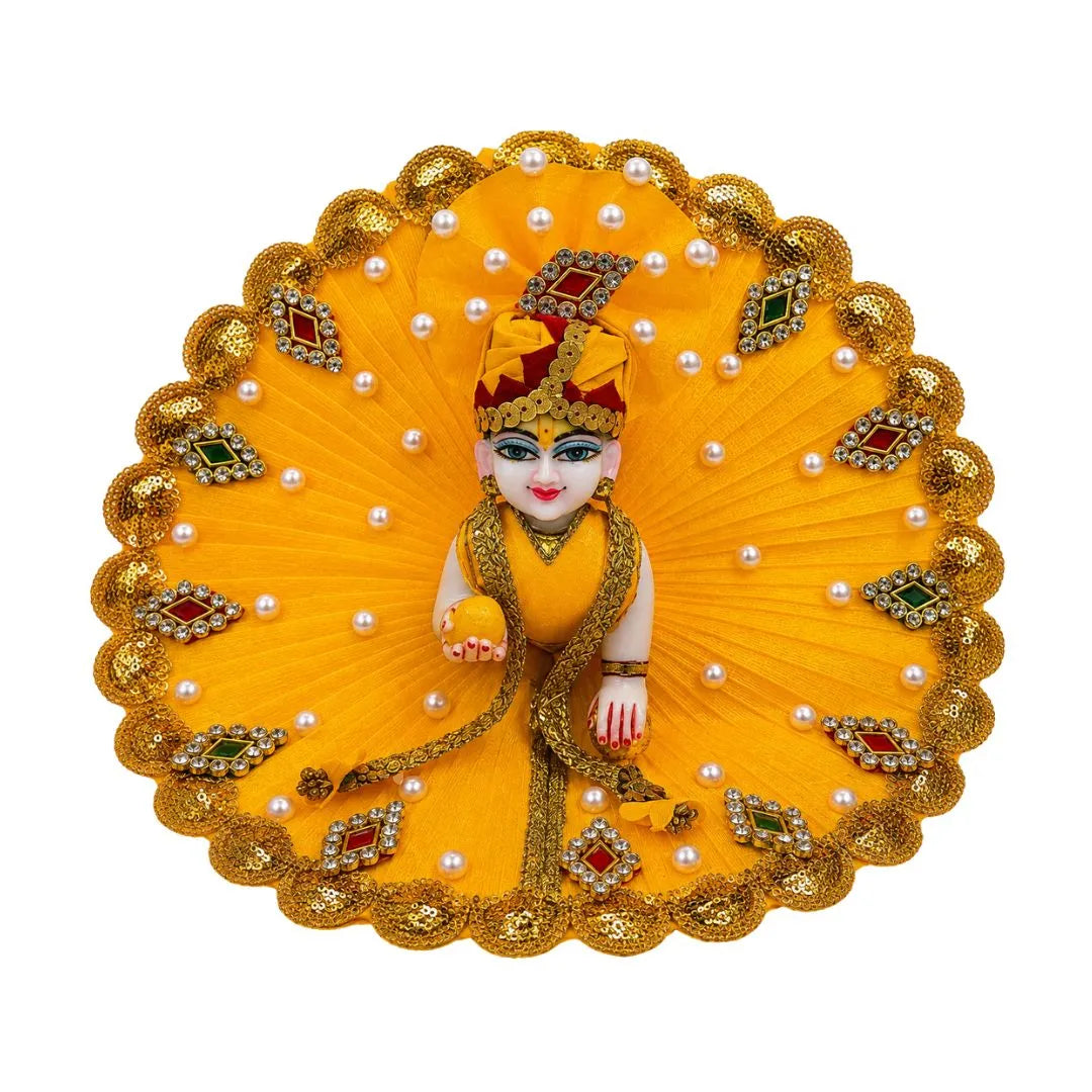 Premium Yellow Laddu Gopal Dress with Beads & Stone Work