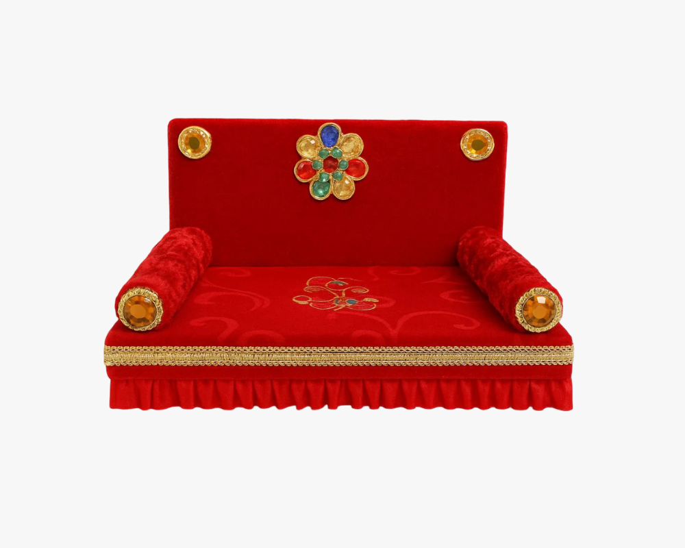 Beautiful Red Velvet Singhasan for Bal Gopal