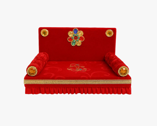 Beautiful Red Velvet Singhasan for Bal Gopal Lordkart