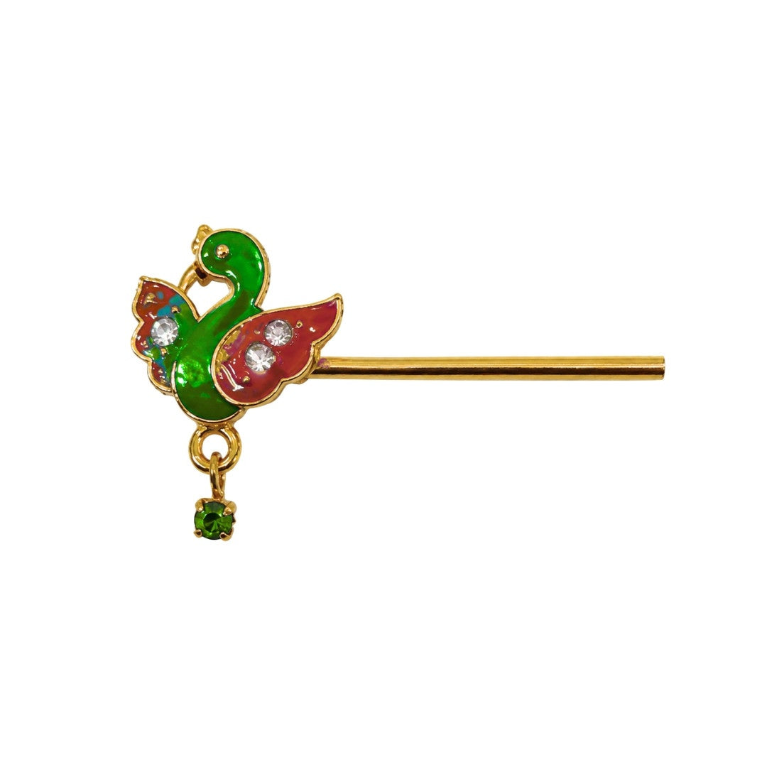 Lordkart Green and Red Swan Pattern Laddu Gopal Bansuri