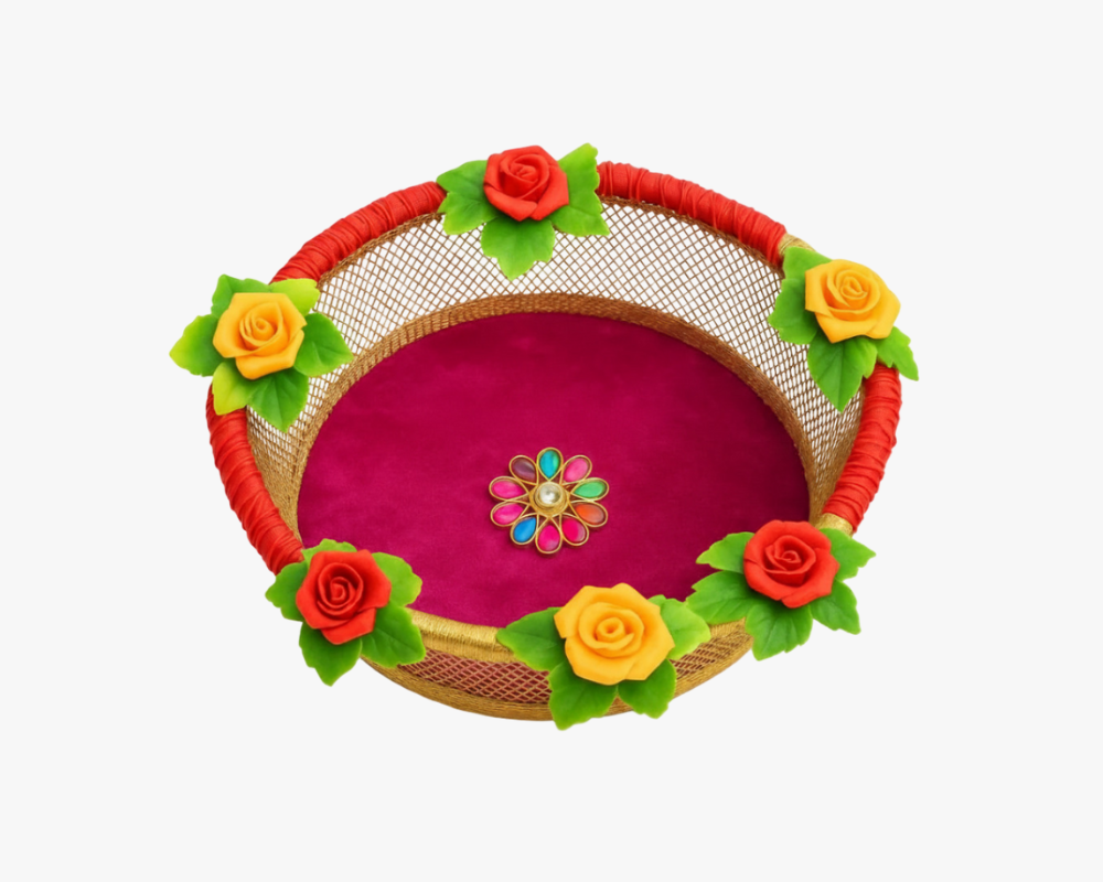 Decorative Flower Violet Tokri for Laddu Gopal