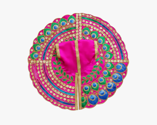 Meenakari Work Pink Laddu Gopal Fancy Dress Lordkart