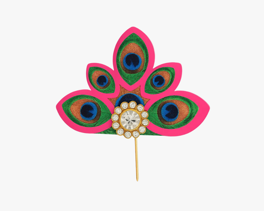 Pink Peacock Feather Design Kalangi for Laddu Gopal