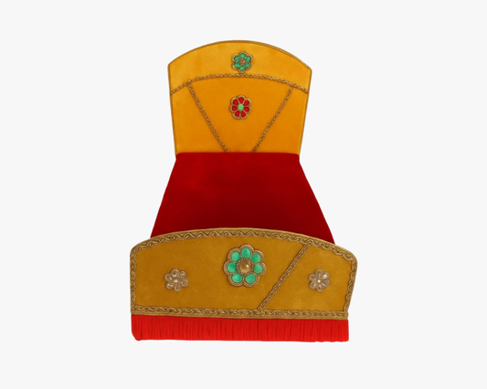Beautiful Yellow & Red Velvet Bed for Laddu Gopal