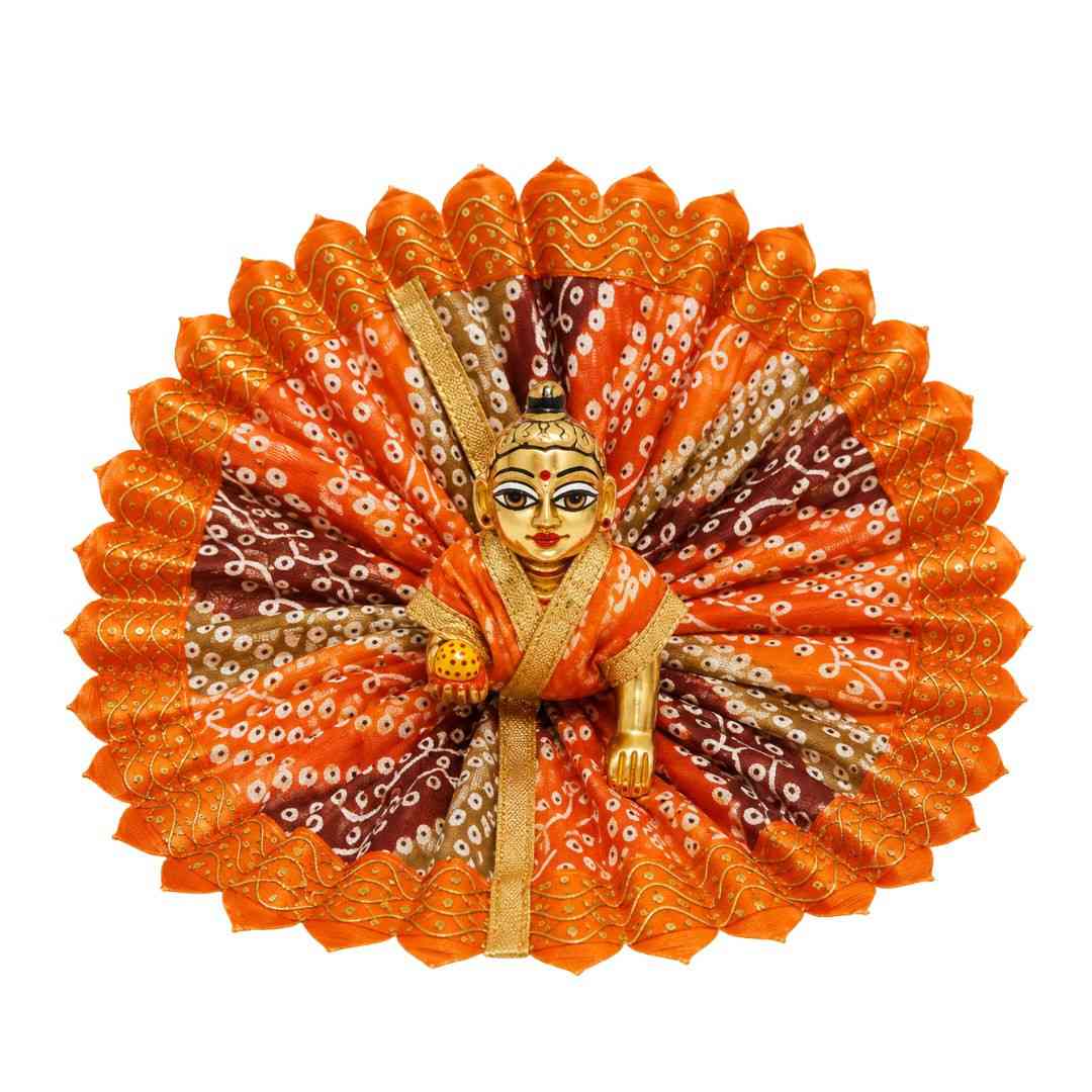 Bright Orange Bandhani Style Cotton Kanha Ji Dress