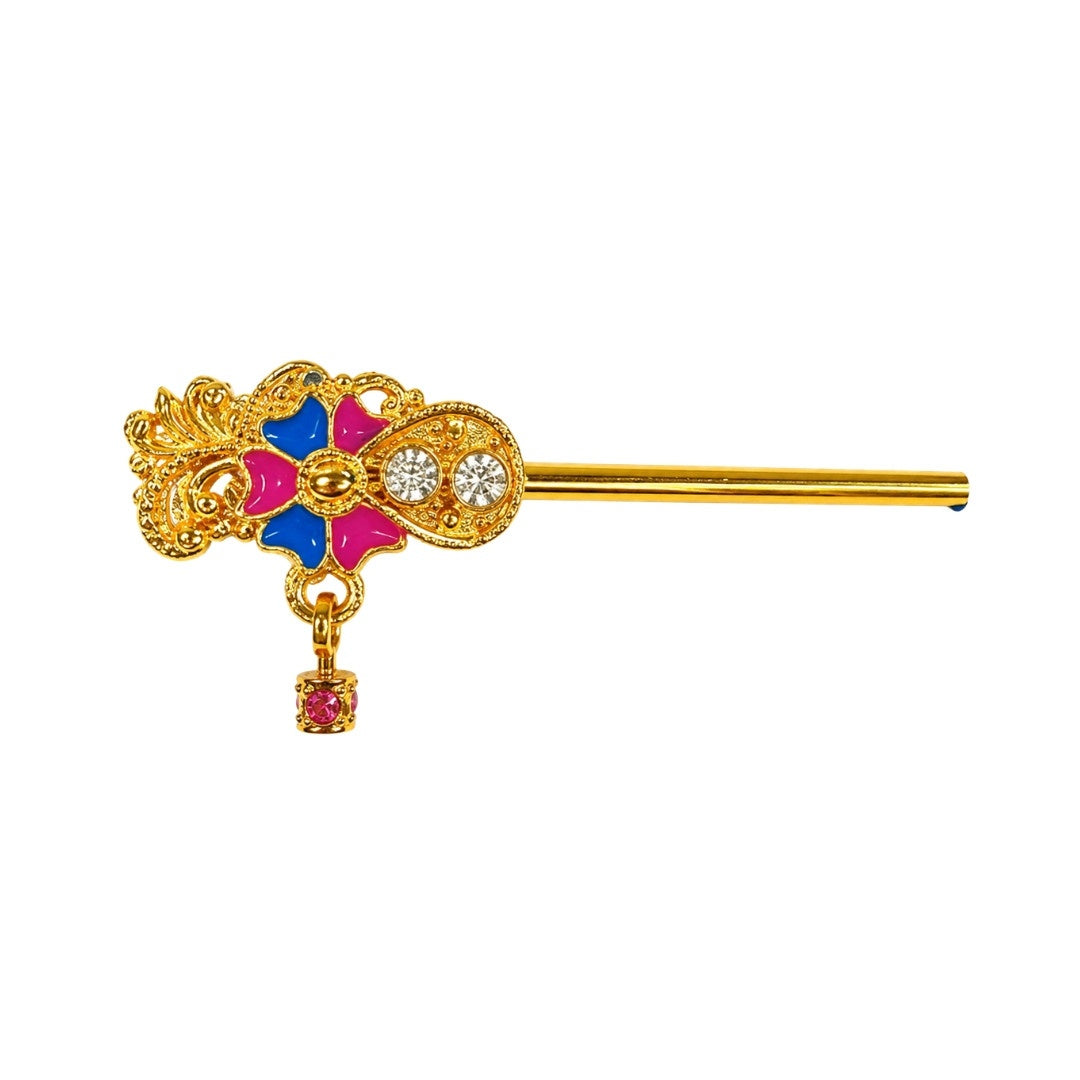 Decorative Blue and Pink Bal Gopal Flute ( Suitable for 0 to 1 No Idol )