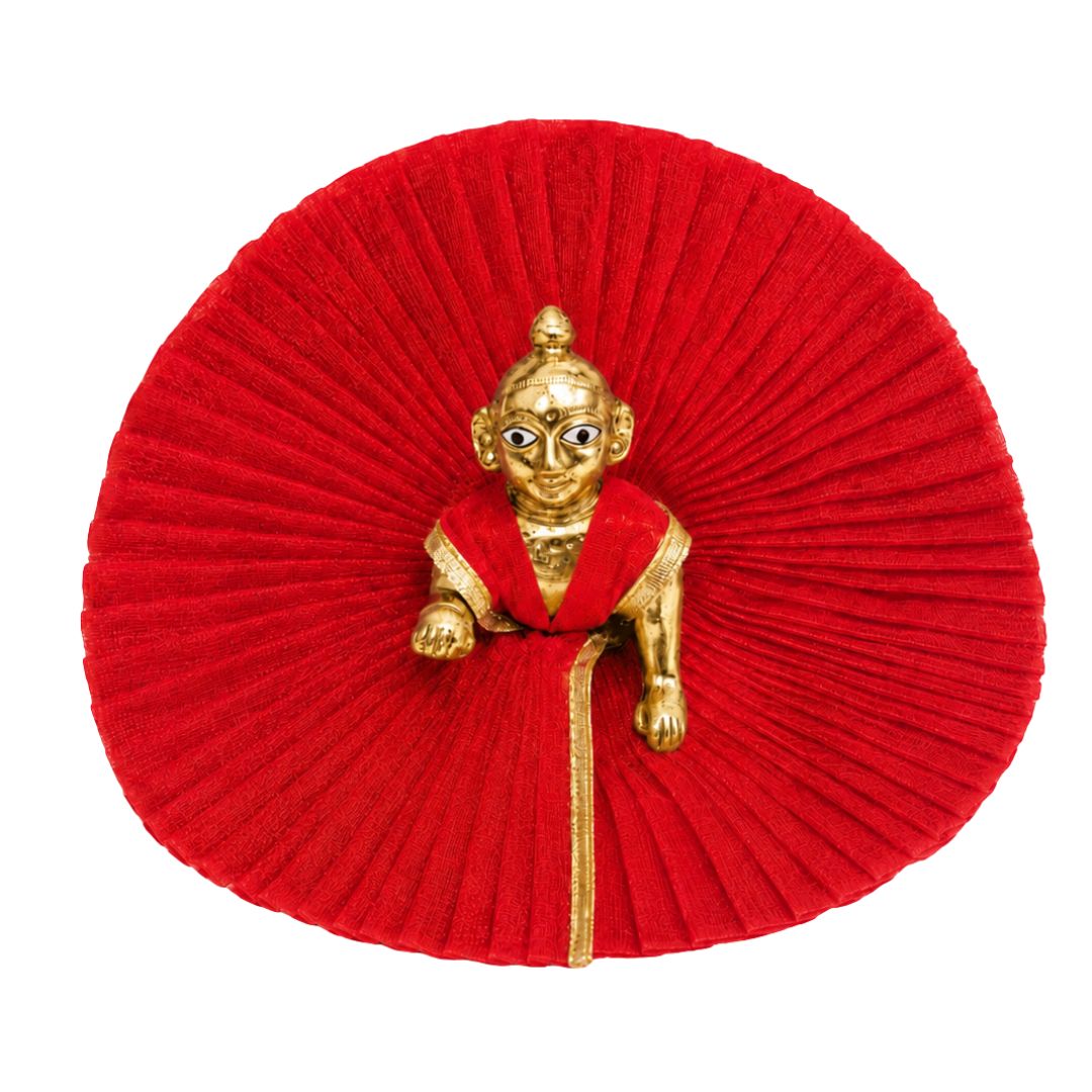 Striking Red Laddu Gopal Summer Net Dress