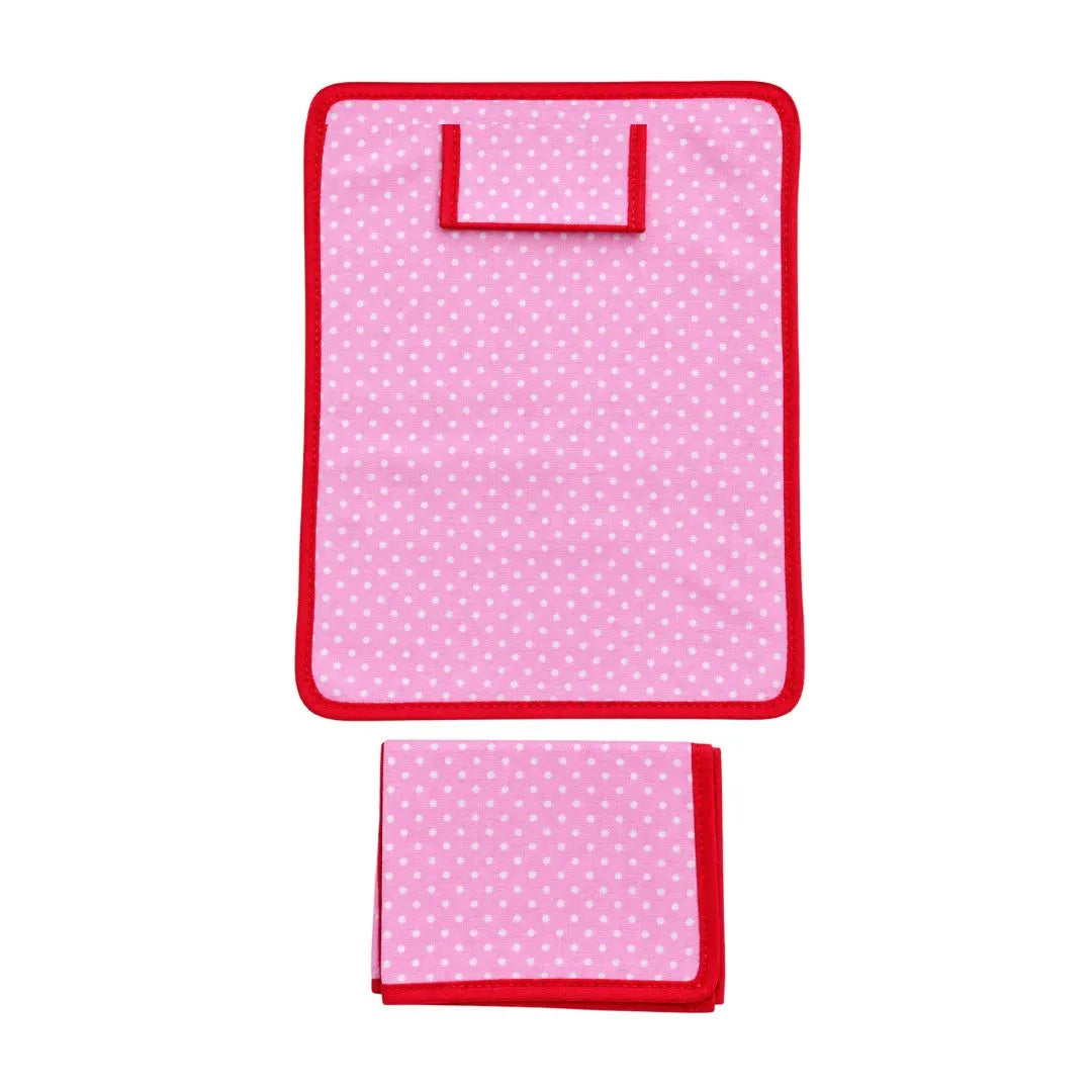 Pink Polka Dot Cotton Bed Sheet Set with Pillow & Chadar for Laddu Gopal (6x8 Inch)