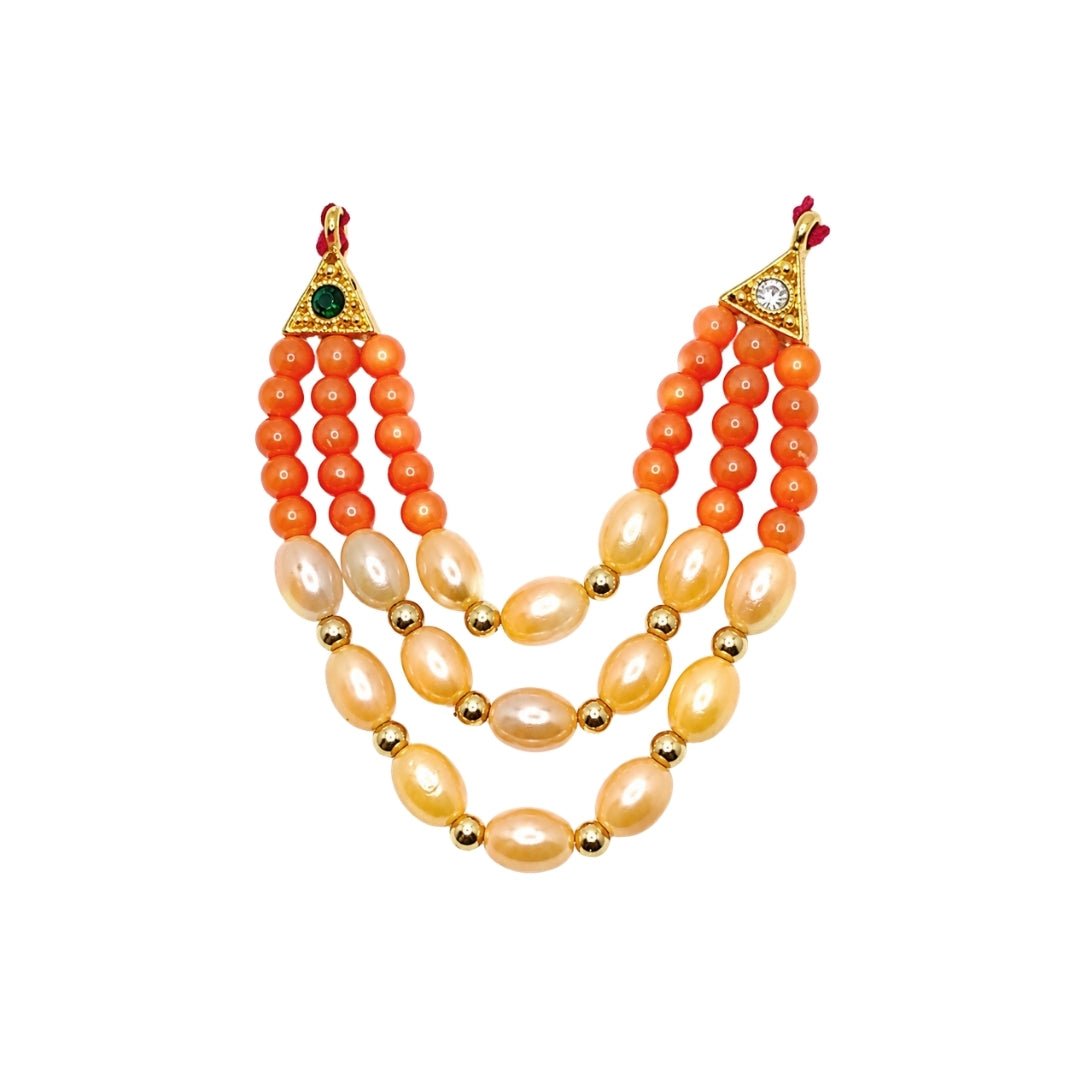 Beautiful Orange Color 3 Layer Beads Laddu Gopal Mala for Shringar - Lordkart