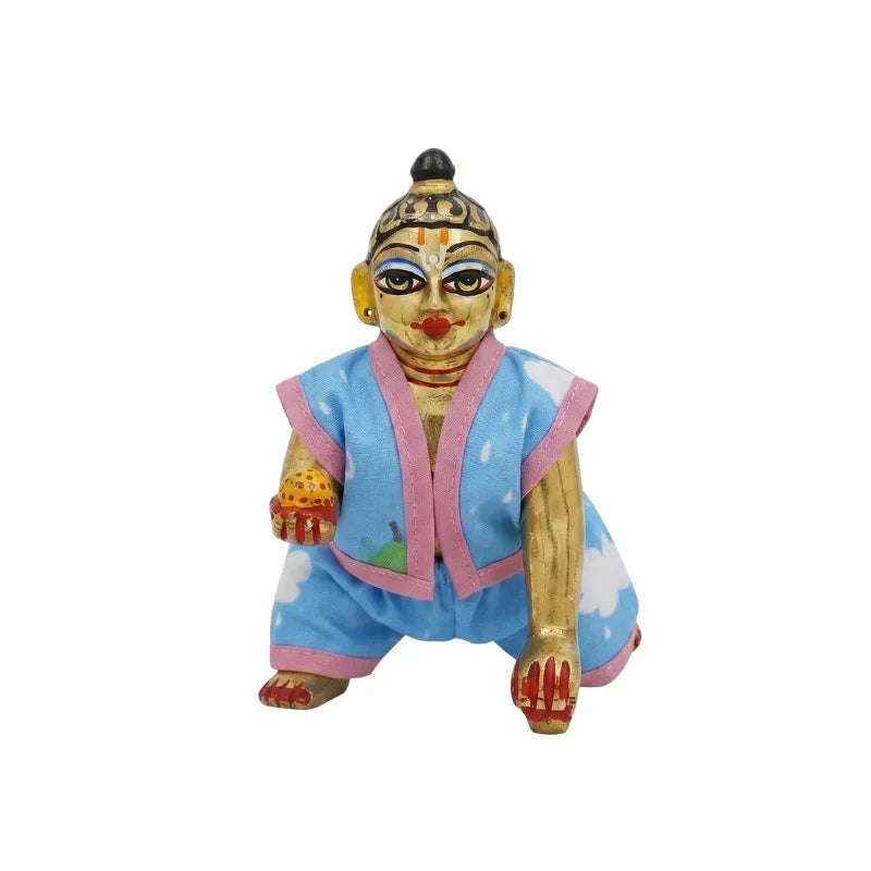 Cloud Printed Sky Blue Cotton Night Suit for kanha ji - Lordkart