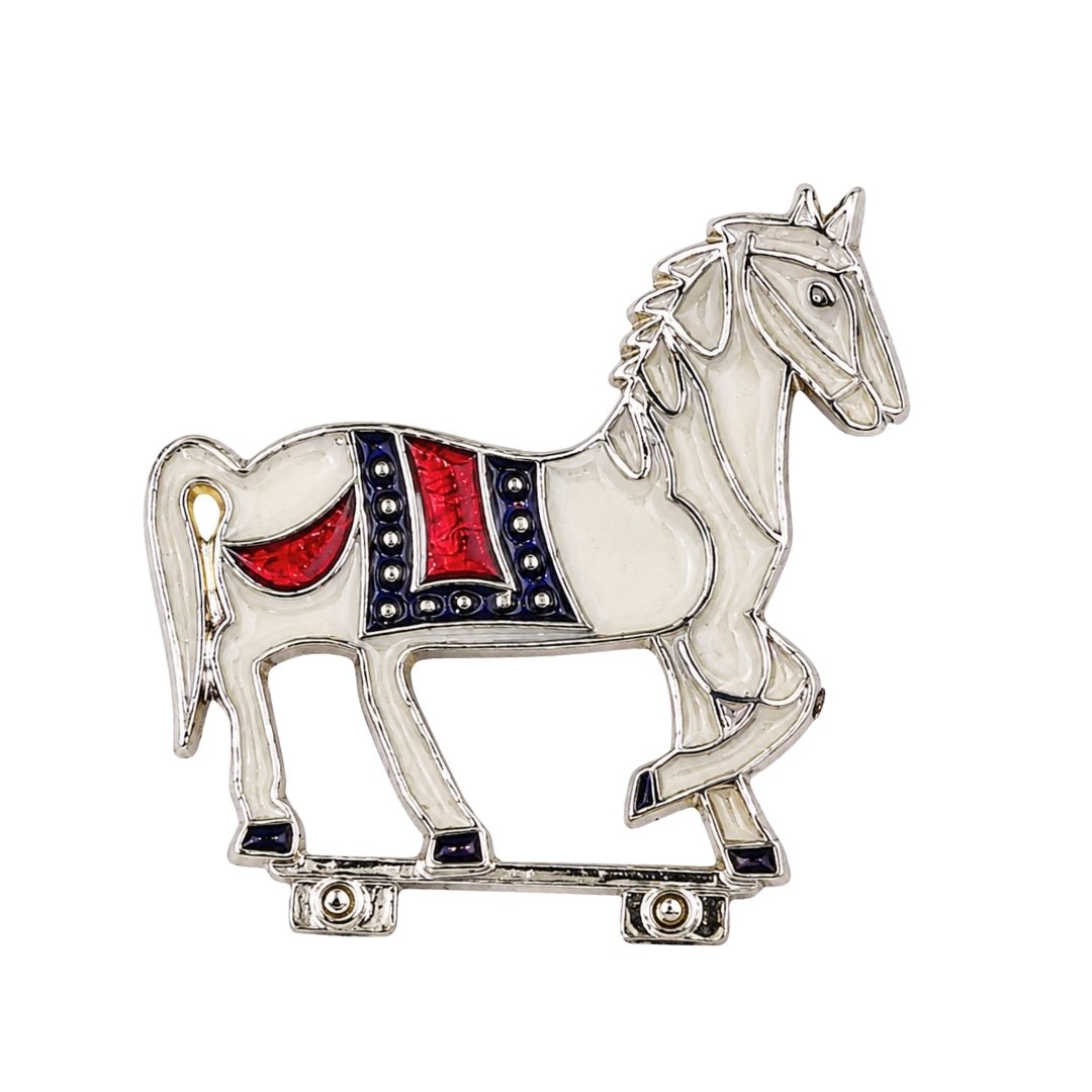 Decorative Metal Horse Toy for Laddu Gopal Sringar Blue Red White - Lordkart