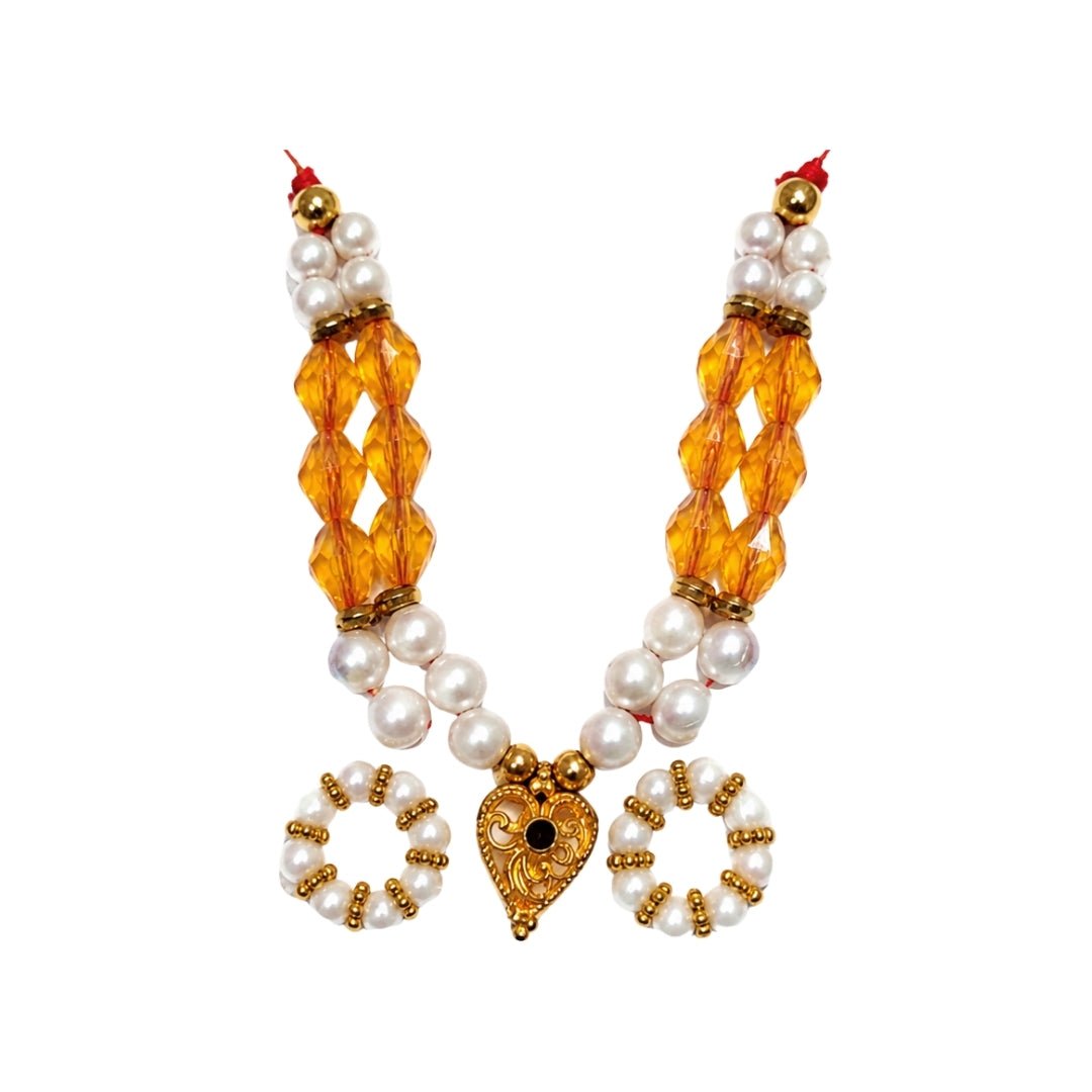 Decorative Orange Color Beads Bal Gopal Mala with Kangan for Shringar - Lordkart