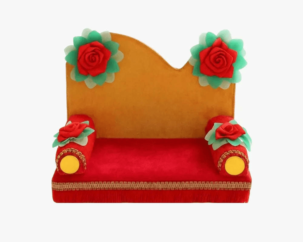 Decorative Wooden Yellow Singhasan for Laddu Gopal - Lordkart