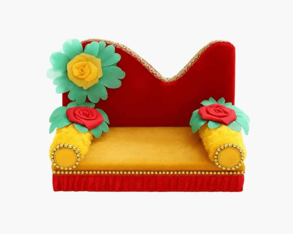Designer Red Velvet Singhasan for Laddu Gopal - Lordkart