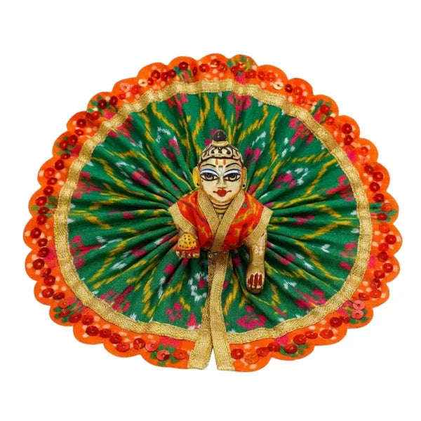 Lace Decorated Green Laddu Gopal Designer Dress