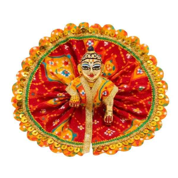 Lace Decorated Red Laddu Gopal Designer Dress