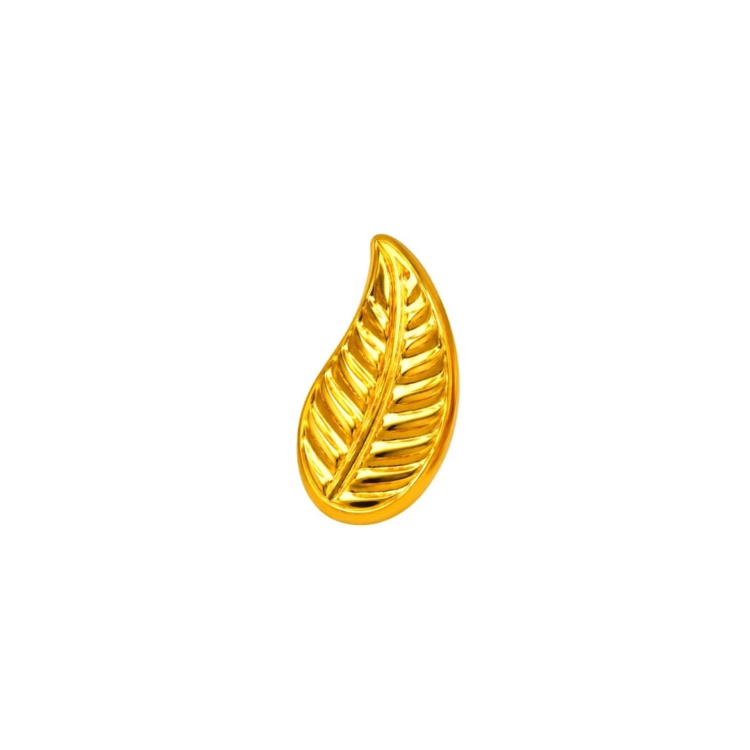 Leaf Design Golden Nose Pin / Nath for Laddu & Bal Gopal (Size 0-6) - Lordkart