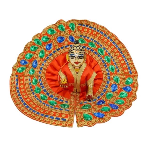 Meenakari Work Orange Laddu Gopal Fancy Dress - Lordkart
