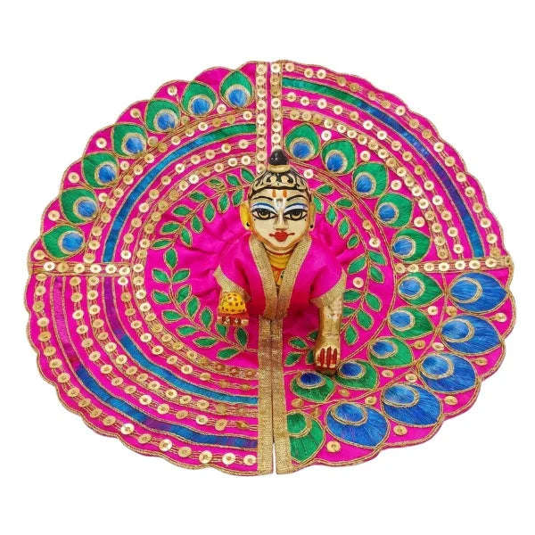 Meenakari Work Pink Laddu Gopal Fancy Dress Lordkart