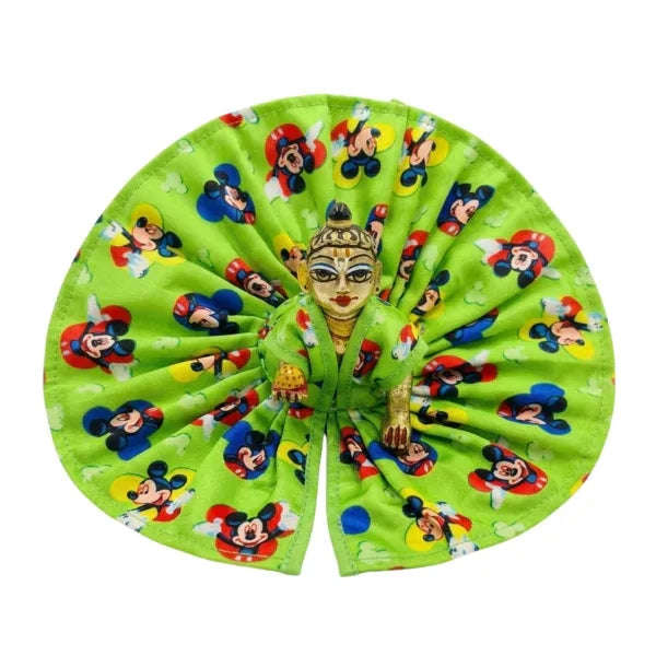 Mickey Mouse Printed Green Silk Poshak for Bal Gopal Lordkart