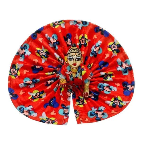 Mickey Mouse Printed Red Silk Poshak for Laddu Gopal Lordkart