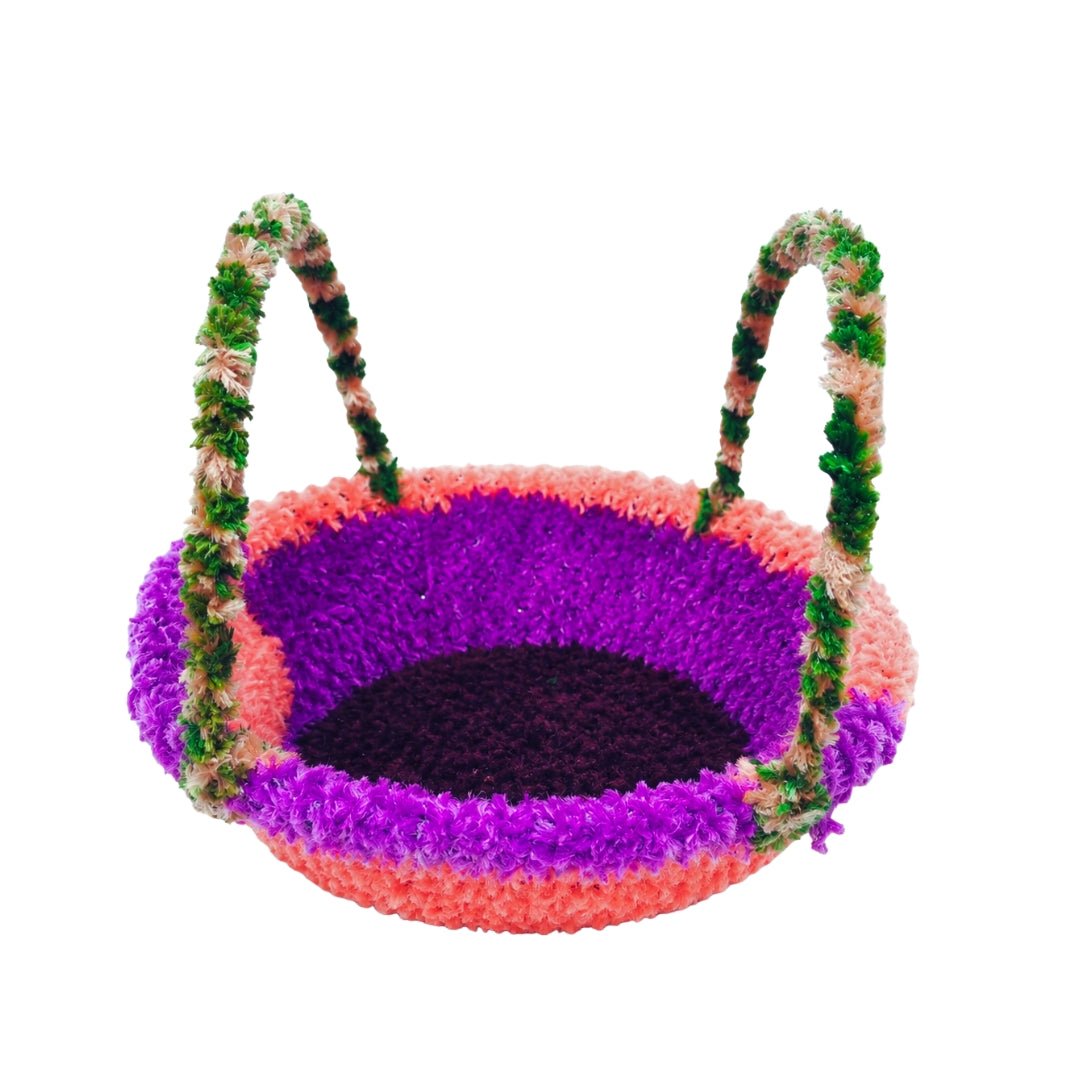 Multicolor Soft Fur Finish Laddu Gopal Basket with Handle - Lordkart