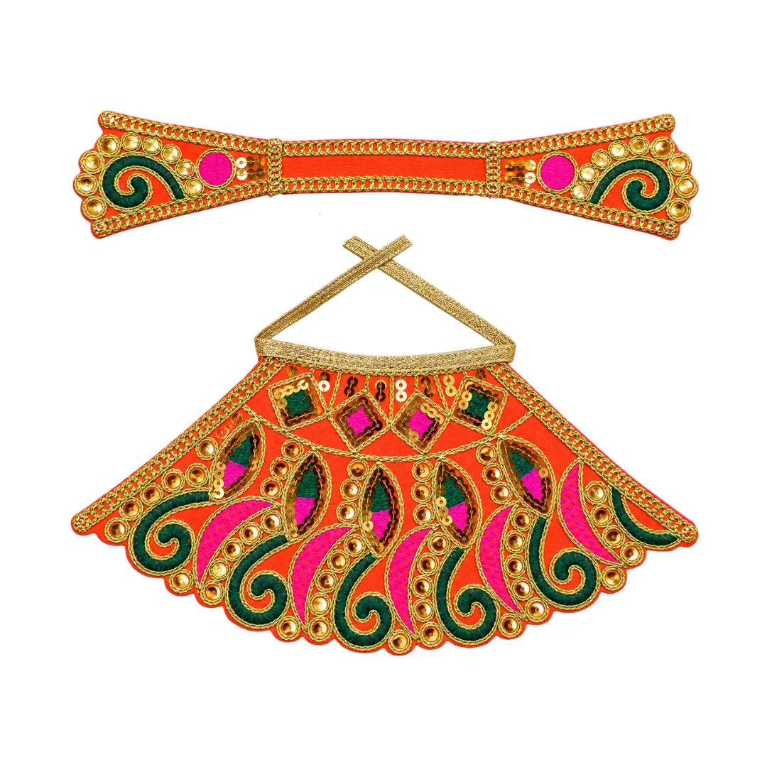 Handcrafted Orange & Gold Mata Rani Dress Set for Navratri