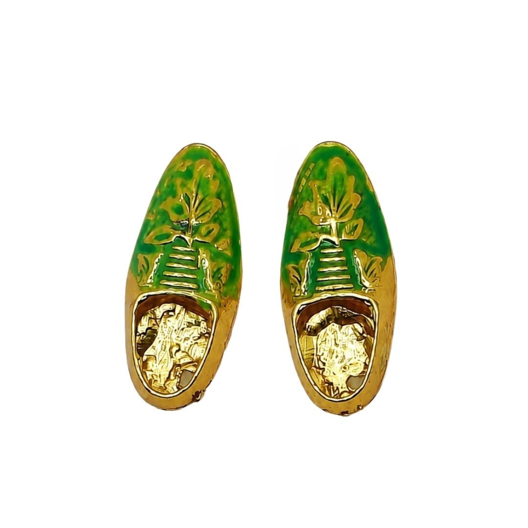 Premium Green Color Metal Shoes Set for Laddu Gopal Shringar - Lordkart