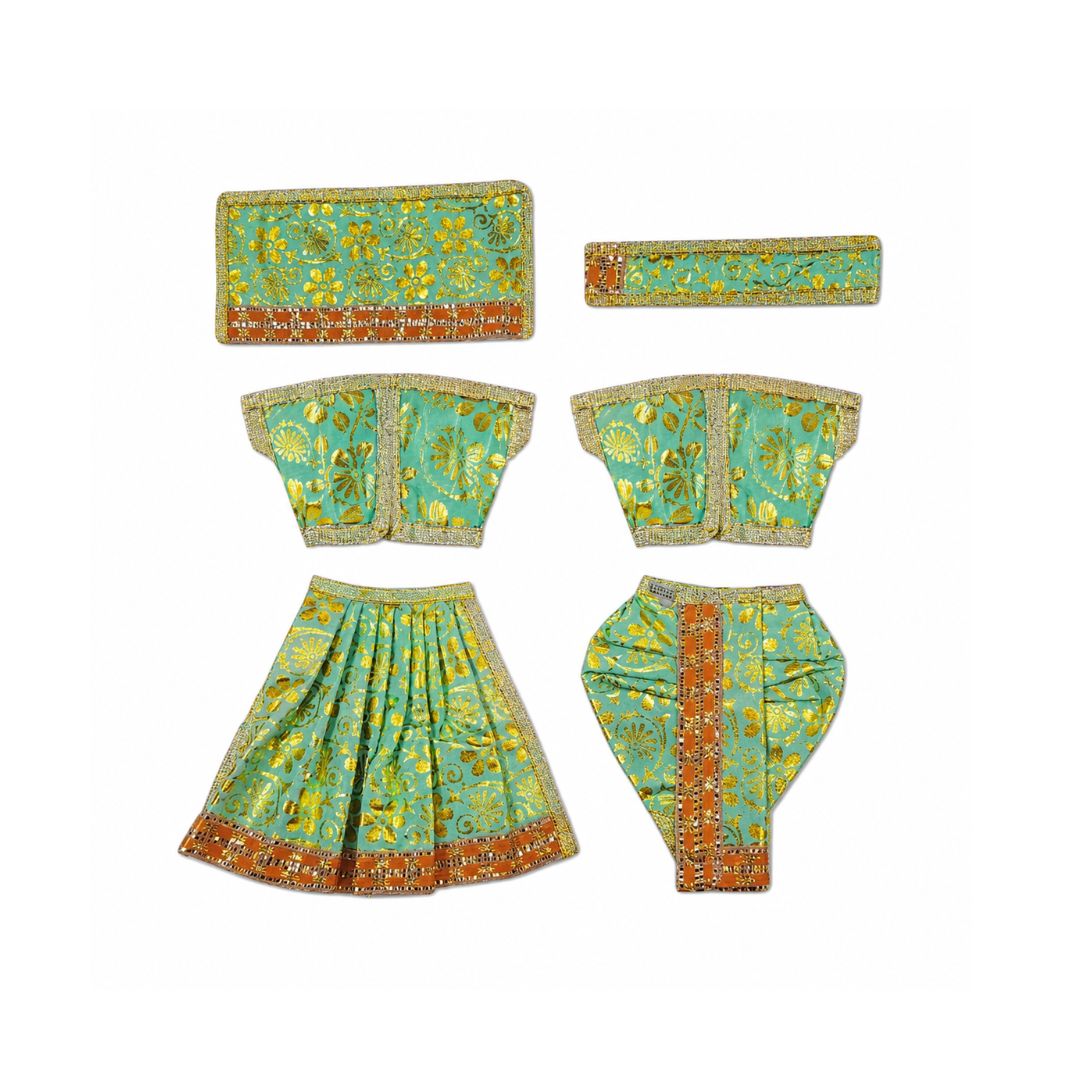 Fancy Sea Green Dress for Radha Krishna with Lace Work (3 to 5 No RK Idol)
