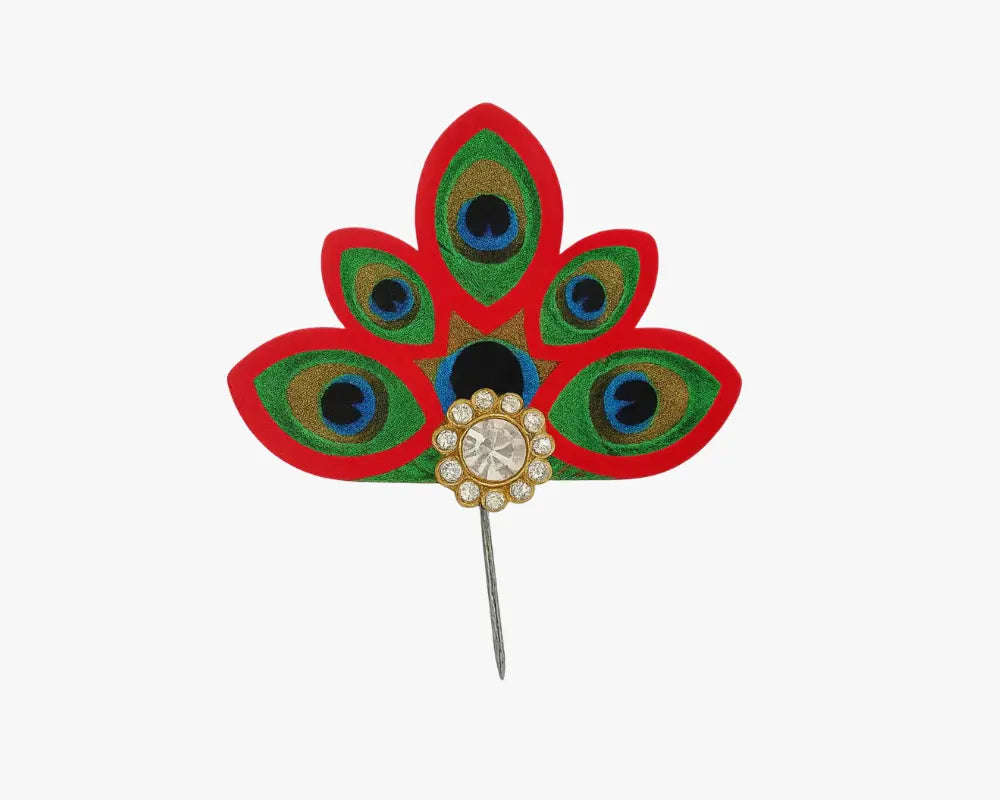 Red Peacock Feather Design Kalangi for Laddu Gopal Lordkart