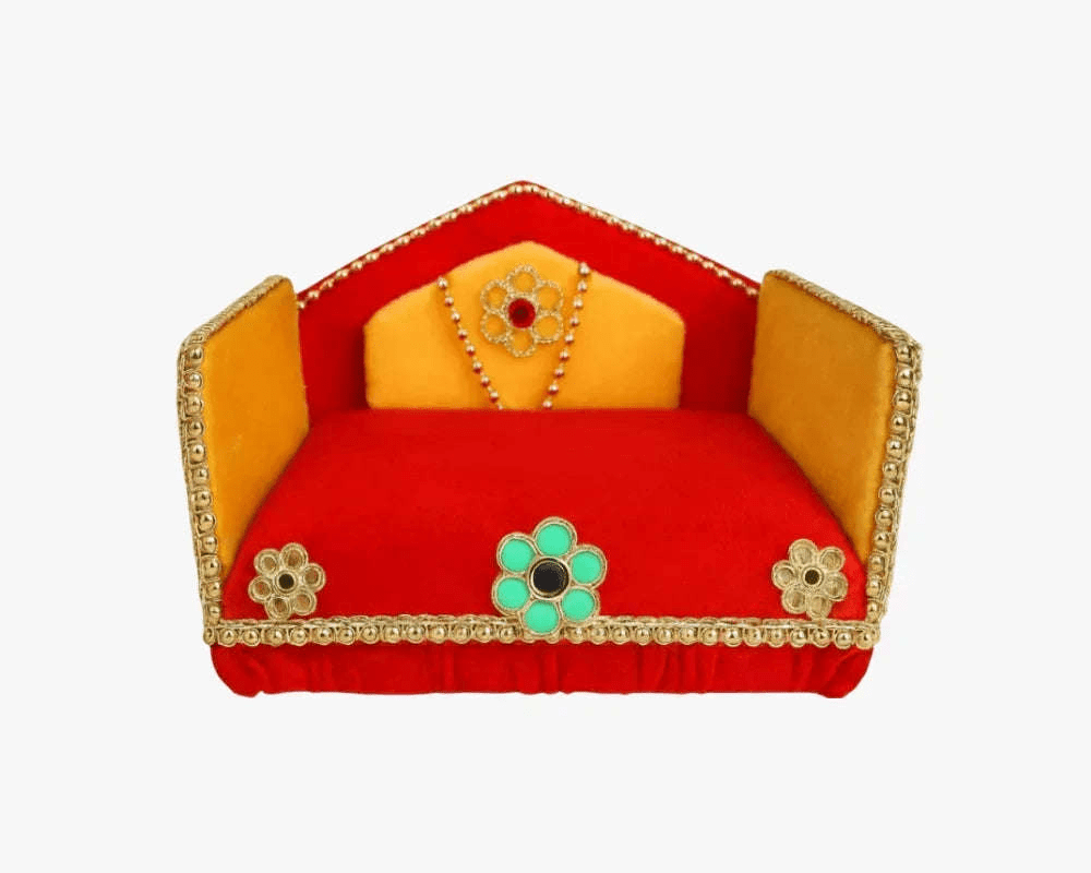 Thakur Ji Red Color Sinhasan for Pooja Mandir - Lordkart